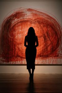 Preview wallpaper girl, silhouette, painting, abstraction, art