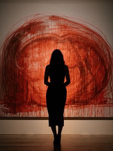 Preview wallpaper girl, silhouette, painting, abstraction, art