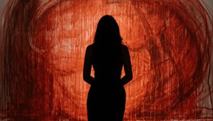 Preview wallpaper girl, silhouette, painting, abstraction, art