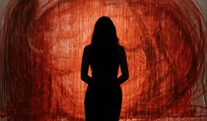 Preview wallpaper girl, silhouette, painting, abstraction, art