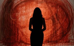 Preview wallpaper girl, silhouette, painting, abstraction, art