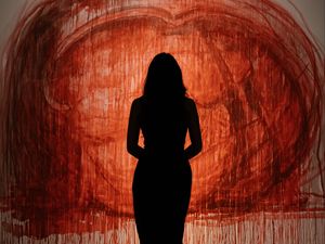 Preview wallpaper girl, silhouette, painting, abstraction, art