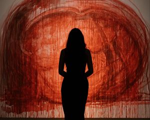 Preview wallpaper girl, silhouette, painting, abstraction, art