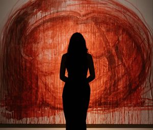 Preview wallpaper girl, silhouette, painting, abstraction, art