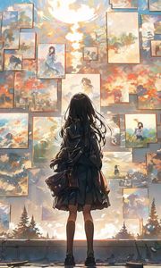 Preview wallpaper girl, silhouette, paintings, anime