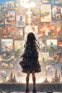 Preview wallpaper girl, silhouette, paintings, anime