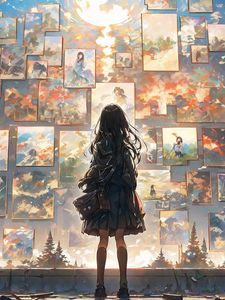 Preview wallpaper girl, silhouette, paintings, anime