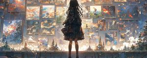 Preview wallpaper girl, silhouette, paintings, anime