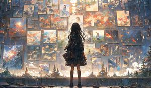 Preview wallpaper girl, silhouette, paintings, anime