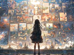 Preview wallpaper girl, silhouette, paintings, anime