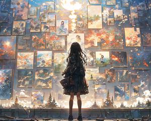 Preview wallpaper girl, silhouette, paintings, anime
