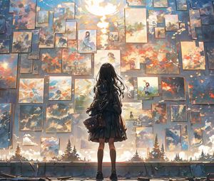 Preview wallpaper girl, silhouette, paintings, anime