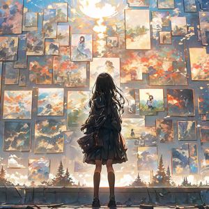 Preview wallpaper girl, silhouette, paintings, anime