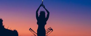 Preview wallpaper girl, silhouette, queen, crown, candle, twilight, dark