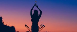 Preview wallpaper girl, silhouette, queen, crown, candle, twilight, dark