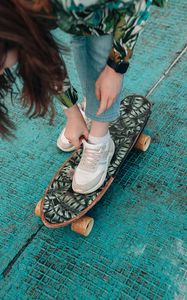 Preview wallpaper girl, skater, skateboard, style