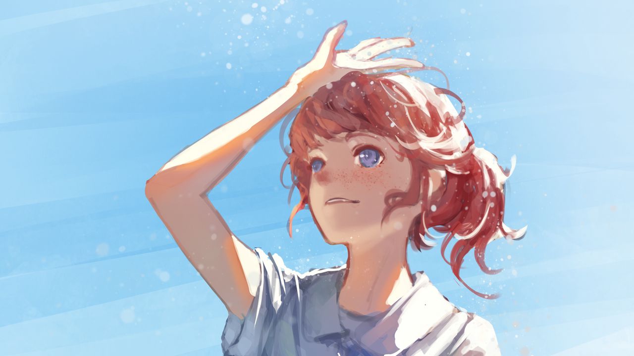 Wallpaper girl, skirt, glance, anime, art
