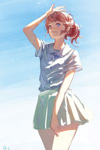 Preview wallpaper girl, skirt, glance, anime, art