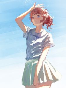 Preview wallpaper girl, skirt, glance, anime, art
