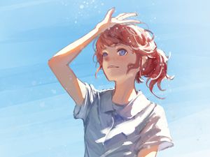 Preview wallpaper girl, skirt, glance, anime, art