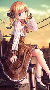 Preview wallpaper girl, skirt, glance, anime