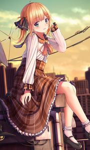 Preview wallpaper girl, skirt, glance, anime