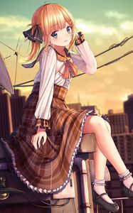 Preview wallpaper girl, skirt, glance, anime