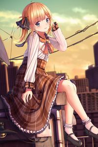 Preview wallpaper girl, skirt, glance, anime