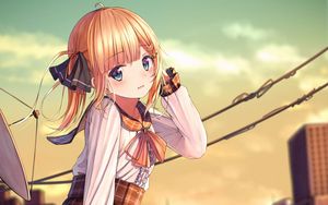 Preview wallpaper girl, skirt, glance, anime