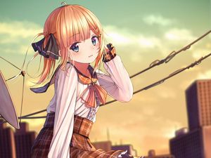 Preview wallpaper girl, skirt, glance, anime