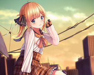 Preview wallpaper girl, skirt, glance, anime