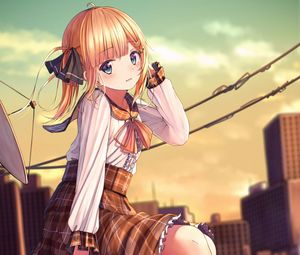 Preview wallpaper girl, skirt, glance, anime