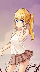 Preview wallpaper girl, skirt, pose, anime
