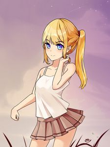 Preview wallpaper girl, skirt, pose, anime