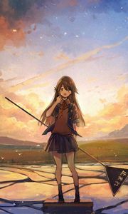 Preview wallpaper girl, skirt, sign, anime, art