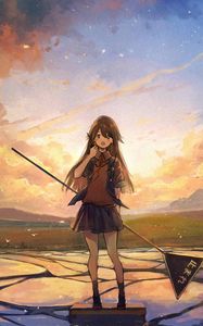 Preview wallpaper girl, skirt, sign, anime, art