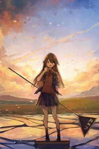 Preview wallpaper girl, skirt, sign, anime, art