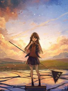 Preview wallpaper girl, skirt, sign, anime, art