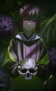 Preview wallpaper girl, skull, art, anime, dark