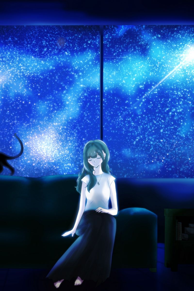 Download wallpaper 800x1200 girl, sleep, night, stars, anime, art, cartoon  iphone 4s/4 for parallax hd background