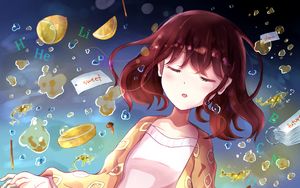 Preview wallpaper girl, sleep, pajamas, anime, art
