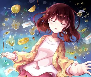 Preview wallpaper girl, sleep, pajamas, anime, art