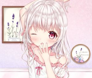 Preview wallpaper girl, sleeping, morning, anime, art, pink
