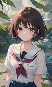 Preview wallpaper girl, smile, anime, schoolgirl