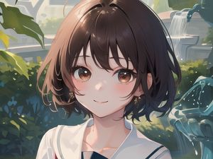 Preview wallpaper girl, smile, anime, schoolgirl