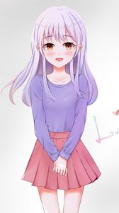Preview wallpaper girl, smile, anime, art, purple