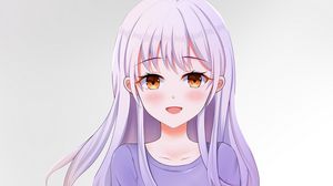 Preview wallpaper girl, smile, anime, art, purple