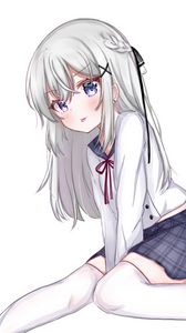 Preview wallpaper girl, smile, anime, white