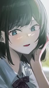 Preview wallpaper girl, smile, art, anime, blush