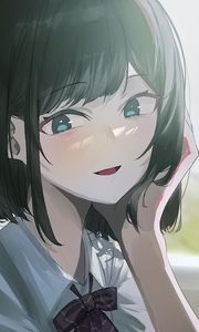 Preview wallpaper girl, smile, art, anime, blush